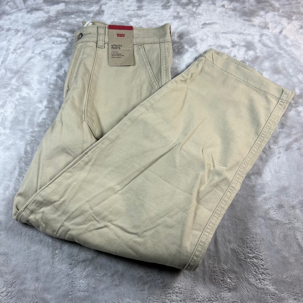 NWT Levi's Women 28 Utility Pants Tan Mid Rise Slim Hip Thigh Ankle A75430003